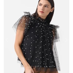 Hunter Bell gauze and pearl top.